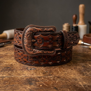Ceinture de luxe vintage en cuir de vachette écologique et imperméable avec boucle ardillon en acier à motif crâne imprimé par transfert thermique BS INTERNATIONAL NA28 - Product Image 1