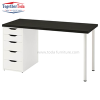 Meja Kerja Kantor Modern dengan Kaki Kayu yang Dapat Disesuaikan, Meja Belajar, Meja Kantor Administrasi, Meja Komputer dengan 5 Laci