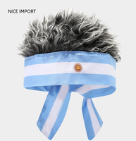 Chapeau drapeau brésilien vert avec perruque intégrée, écharpe décorative, étoiles et rayures, coiffe colorée pour fête de famille