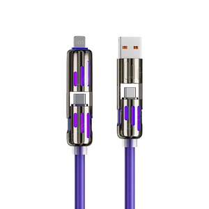 Câble de charge rapide pour téléphone portable 4-en-1 avec écran LED super rapide, USB, silicone souple, charge rapide 240W - Product Image 1