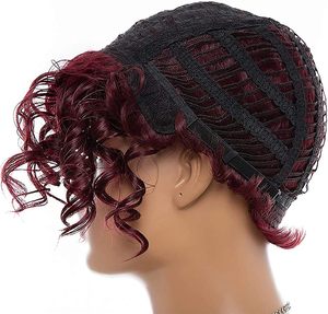 <span class=keywords><strong>Parrucca</strong></span> da <span class=keywords><strong>donna</strong></span> corta bordeaux Pixie-99J vino rosso stile ondulato, naturale alla ricerca di donne nere - Product Image 6