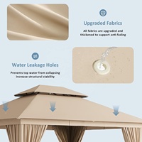 Luxuriöser 10x12 ft Hardtop-Pavillon mit Netzvorhängen, Robuster Stahl-Doppeldach, Verzinkter Outdoor-Sichtschutz, Gartendekoration