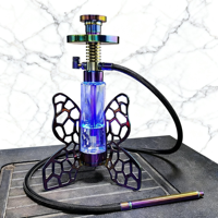 Chicha en forme de papillon avec dégradé arc-en-ciel - Design ajouré pour salon urbain Ensemble de chicha