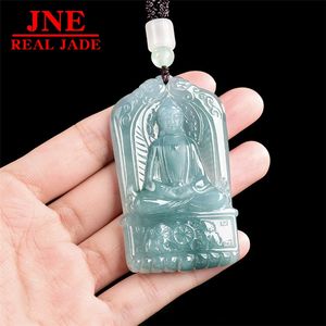 Pendentif en jade naturel de <span class=keywords><strong>type</strong></span> A, jade bleu eau, Amitabha Bouddha, pendentif en jade <span class=keywords><strong>du</strong></span> zodiaque chinois, chien, cochon, Bouddha gardien, quatre rencontres - Product Image 3