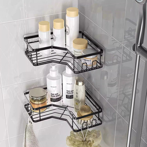 Nouveau ménage haute qualité salle de bain noir coin douche organisateur mural porte-<span class=keywords><strong>savon</strong></span> panier étagères organisateur de stockage - Product Image 5