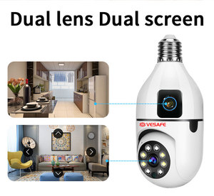 Vesafe bóng đèn kép máy ảnh v380pro không dây ống kính kép bóng đèn CCTV <span class=keywords><strong>Camera</strong></span> <span class=keywords><strong>IP</strong></span> E27 Ổ cắm đèn 4MP Wifi PTZ mạng Máy ảnh - Product Image 5