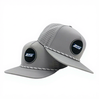 OEM Camouflage Golf Cap Custom PVC Patch Logo 5 Panel Camo Waterproof Polyester Sport Golf Hat Laser Cut Perforated Baseball Cap