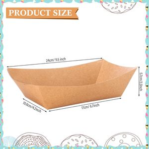 Bandejas de Papel Kraft Resistentes para Alimentos, Cestas Desechables para Papas Fritas, Snacks, Hot Dogs, Tacos, BBQ, Palomitas de Maíz - Product Image 2