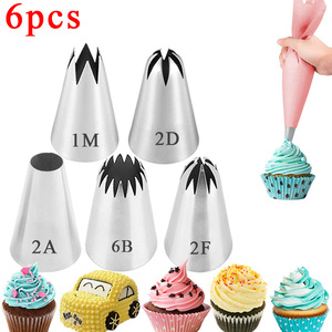 Stainless Steel Piping Tips Set 1M 2D 2F 6B 2A Reusable For Cake Decorating Butter Icing - Product Image 4