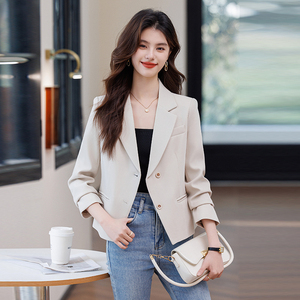 Veste de costume courte décontractée verte pour femmes haute sensibilité Style de célébrité fermeture à bouton unique taille <span class=keywords><strong>XL</strong></span> pour un look printanier - Product Image 6