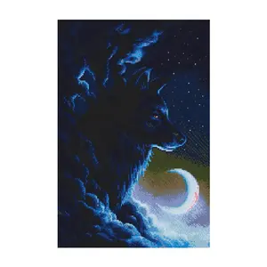 Loup solitaire Animal Illustration salon chambre décoration peinture bricolage personnalisation diamant dessin