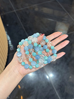 Bracelet Sinyore en Amazonite Naturelle, Quartz Clair et Aigue-marine pour Femme – Bijou Apaisant et Énergisant