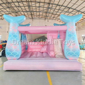 Castello Gonfiabile a Forma <span class=keywords><strong>di</strong></span> Sirena in PVC Pastello con Scivolo e Piscina per Bambini, Combo Casa Rimbalzante da Giardino - Product Image 5