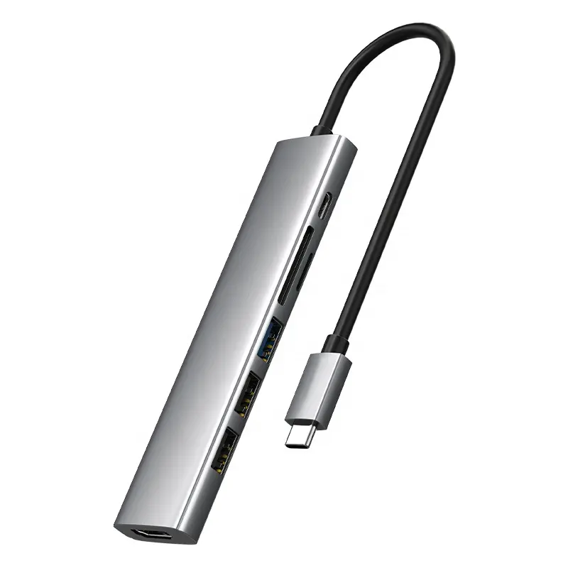 새로운 디자인 7 포트 USB 허브 어댑터 7 in 1 타입 c 허브 분배기 USB 3.1 어댑터 맥북