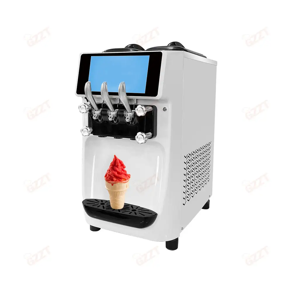 वाणिज्यिक आइसक्रीम मशीन डबल कंट्रोल सिस्टम टेकुम्सेह एम्ब्रेको कंप्रेसर हाई ओवररन 32L/H सॉफ्ट सर्व आइसक्रीम मशीन