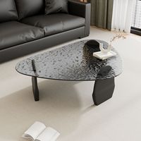 Ensemble de table basse de style minimaliste moderne triangulaire de taille irrégulière Nouvelle maison Salon Panneau de bois en verre trempé Design