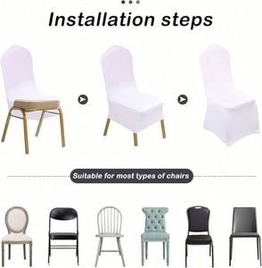 Fundas de Silla Blancas de Poliéster Retro, Elásticas y Portátiles para Bodas, Fundas para Sillas Plegables para Banquetes, Eventos y Fiestas - Product Image 3