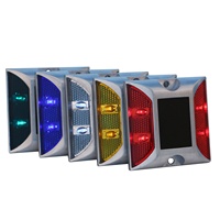 Panel Solar, Luces Exteriores Impermeables de Aluminio IP68, Luces LED Intermitentes o Fijas Tipo Ojo de Gato, Alta Intensidad Luminosa, 100h de Iluminación