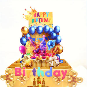 Biglietto d'Auguri Tridimensionale Dorato per Compleanno, Carta Pop-up 3D per Feste, Biglietto Stampato a Colori dai Produttori Originali - Product Image 5