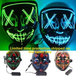 Masque de Fête Lumineux d'Halloween Mots Noirs Masques Led d'Halloween PVC Plastique Lumières LED Masque d'Horreur Accessoires Luminescents - Product Image 3