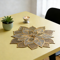 Napperons de table jetables en PVC, antidérapants, imperméables, à motif floral, dorés, de luxe, lot de 6, personnalisables pour la maison, l'hôtel et les mariages