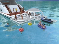 Tapis flottant gonflable pour l'eau, île flottante, bateau, tente, plateforme de fête pour le plaisir en famille
