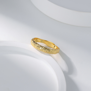 Bague de ville en argent sterling 925 plaqué or 18 carats pour femme, bijoux faits à la main, texture martelée, empilable, pour soirée, ODM OEM, tendance, vente en gros - Product Image 5
