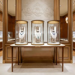 <span class=keywords><strong>Vitrine</strong></span> de présentation circulaire pour bijoux en verre, table de présentation pour jade et diamants, <span class=keywords><strong>vitrine</strong></span> de boutique haut de gamme en acier inoxydable - Product Image 1