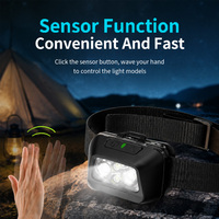 Lampe frontale rechargeable Brightenlux 600LM avec détecteur de mouvement, lumière rouge et bleue, IP67, USB Type-C, LED, pour le camping, la pêche, les situations d'urgence