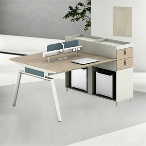 Bureau de direction moderne de luxe avec armoire haute, design de cabine, mobilier de bureau de secrétaire, table d'ordinateur pour deux personnes - Product Image 4