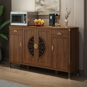 Lxyx Chinese Style Solid Wood Sideboard with Brass Handles and Carved Doors for <b>Dining</b> <b>Room</b> Living <b>Room</b> <b>Storage</b> <b>Cabinet</b> - Product Image 2
