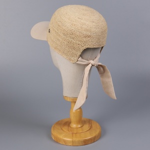 Raffia Straw Baseball Cap Fashion Trendy Stylish Personalized Woven Visor Handmade <strong>Hats</strong> Bow <strong>Tie</strong> - Product Image 6