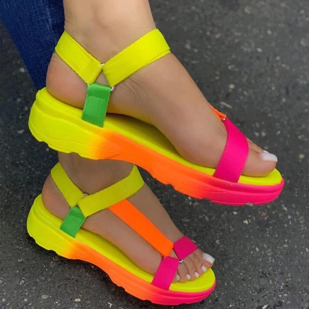 Big Size 43 Multi Colors Casual Shoes Woman Ladies Flat Dropshipping Comfortable Sandals Female