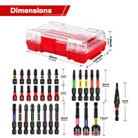 GEINXURN Jeu de 32 tournevis industriels à percussion 25mm 50mm et 65mm Step Drill S2 Steel Phillips Color-Coded Bits