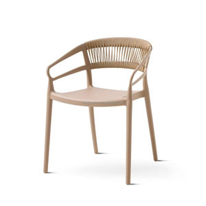 <span class=keywords><strong>Chaise</strong></span> <span class=keywords><strong>de</strong></span> salle à manger en plastique <span class=keywords><strong>terracotta</strong></span> empilable <span class=keywords><strong>de</strong></span> qualité commerciale pour l'extérieur avec design en sangle tressée - Product Image 5