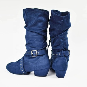 DC001 Evkoodance <span class=keywords><strong>tacco</strong></span> basso vendita calda di alta qualità punta chiusa rosa rosso nero <span class=keywords><strong>blu</strong></span> marrone colore morbido suola in pelle scamosciata stivali da ballo da donna - Product Image 6