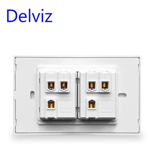 Delviz 120mm * 72mm Tinh thể thủy tinh chúng tôi BR bảng chuyển đổi, AC 110V ~ 250V 16A điều khiển điện, <span class=keywords><strong>2</strong></span> gang <span class=keywords><strong>2</strong></span> cách đẩy nút Tường Đèn chuyển đổi - Product Image 2