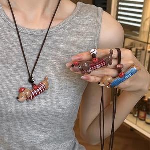 Collier Mignon Teckel pour Femme, Chaîne de Pull en Résine Acrylique, Pendentif Animal de Dessin Animé, Bijou Cadeau, Style Colliers Longs - Product Image 3
