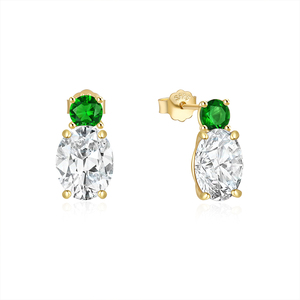 CANNER Boucles d'oreilles clous délicates en zircon rouge, bleu, vert, bijoux en argent 925, pendentif en forme d'œuf pour femmes - Product Image 1