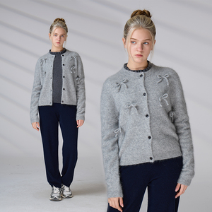 Knitwear Manufacturers OEM ODM Angola Wool Long Sleeve Women Knitted <b>Cardigan</b> <b>Sweater</b> - Product Image 1