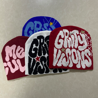 Bonnet Y2K personnalisé de créateur, chapeau d'hiver unisexe de haute qualité en jacquard tricoté, chapeau de luxe avec logo en soie et broderie 3D
