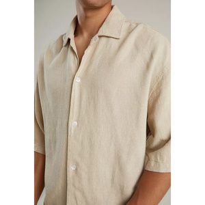 Chemise en lin pour homme à manches courtes, respirante, à séchage rapide, de haute qualité, personnalisée, décontractée, en coton, boutonnée, pour l'été - Product Image 3