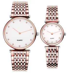 Jam tangan pasangan pria dan wanita, arloji Quartz Label pribadi kustom tahan air kekasih sangat tipis Jepang