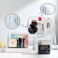 Pochette de toilette transparente en PVC imperméable avec fermeture éclair, grande capacité, trois tailles, pour crème pour le visage et shampoing, sac de maquillage cosmétique