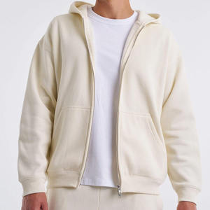 <span class=keywords><strong>Felpa</strong></span> con Zip da <span class=keywords><strong>Uomo</strong></span> Stile Americano, Vestibilità Ampia, Colore Bianco Sporco, Design Minimalista e Basico - Product Image 3