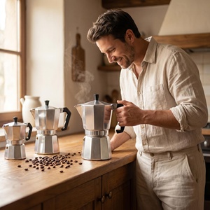 SEECIN Classique 240ml <span class=keywords><strong>Cafetière</strong></span> Moka en Alliage <span class=keywords><strong>d</strong></span>'Aluminium pour Bureau et Maison, Station de Café Matinal, Personnalisable OEM - Product Image 2