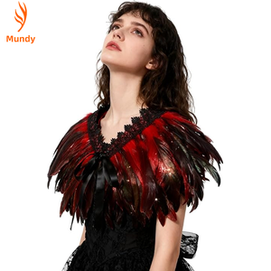 Chal de Plumas de Lujo al por Mayor para Disfraces de Halloween, Estilo Punk Gótico, Bufanda para <span class=keywords><strong>Mujer</strong></span>, Capa de Plumas, Collar para Hombro - Product Image 3