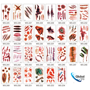 Autocollants de cicatrices de maquillage d'Halloween, plaies temporaires et autocollants de points de suture avec effets sanglants - Product Image 1