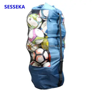 Large Capacity Heavy Duty Mesh Drawstring football basket soccer Ball Bag with Adjustable Shoulder Strap