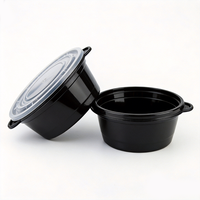 Bol jetable rond en PP de qualité alimentaire 34oz avec poignées et couvercle transparent pour emballage de nouilles, soupes et plats chauds en restauration